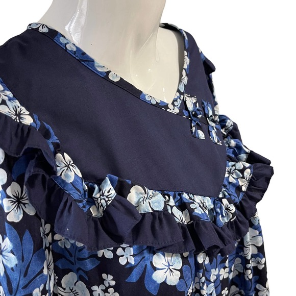 Jane M Honolulu Vintage Ruffle Collar Shift Dress Tropical Prairie Sun Size 14 - Picture 3 of 16